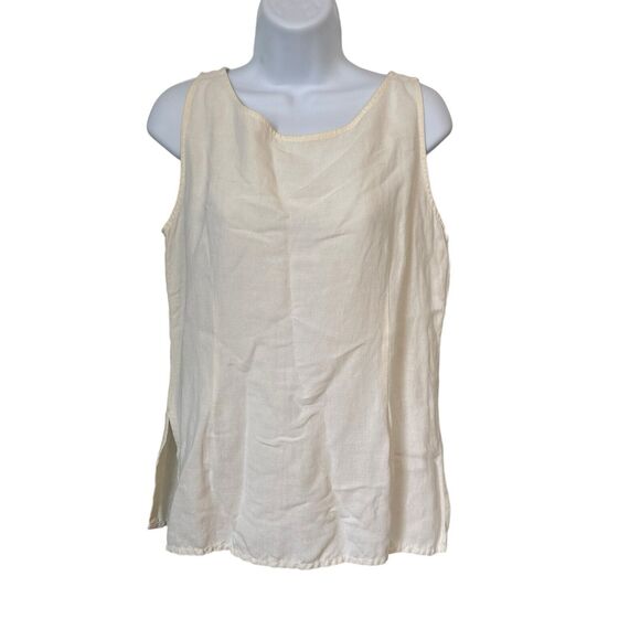 Wooden Ships of Hoboken Classic Tank Ivory Rayon Linen Blend Princess Seam - Picture 1 of 5